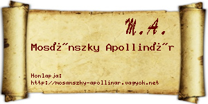 Mosánszky Apollinár névjegykártya